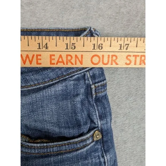 Kut from the Kloth Jeans Womens Size 12 Blue Amy Crop Straight Leg Rolled Cuffs - Picture 5 of 15